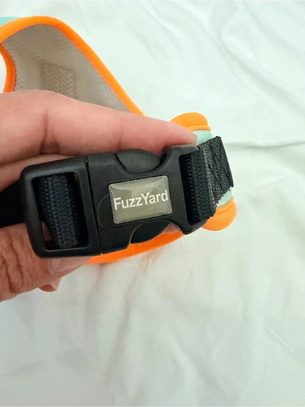FuzzYard Mint Cactus Dog Harness with Orange Trim